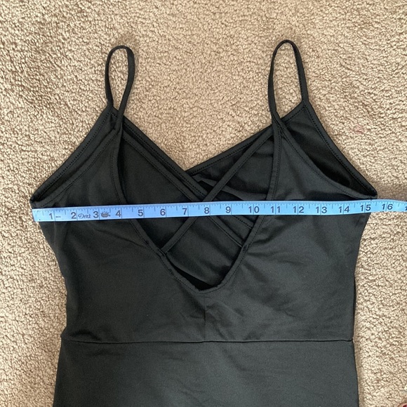 Black cocktail party asymmetrical dress with crisscross back, medium/large - Picture 10 of 12